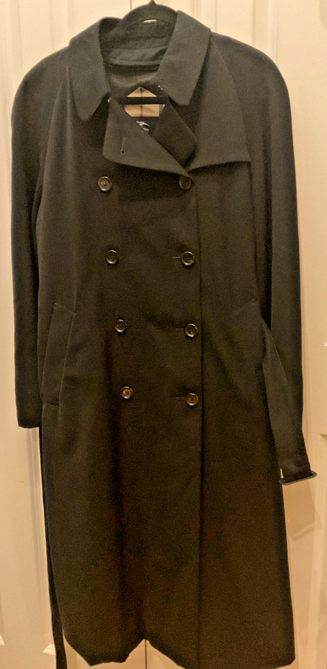 Vintage Burberry London Trench Coat Black Double Breasted Removable Liner Unisex